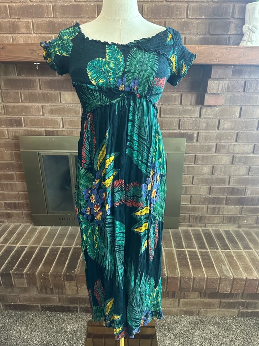 Patrons of Peace Tropical Floral Smocked Jumpsuit - Size Small